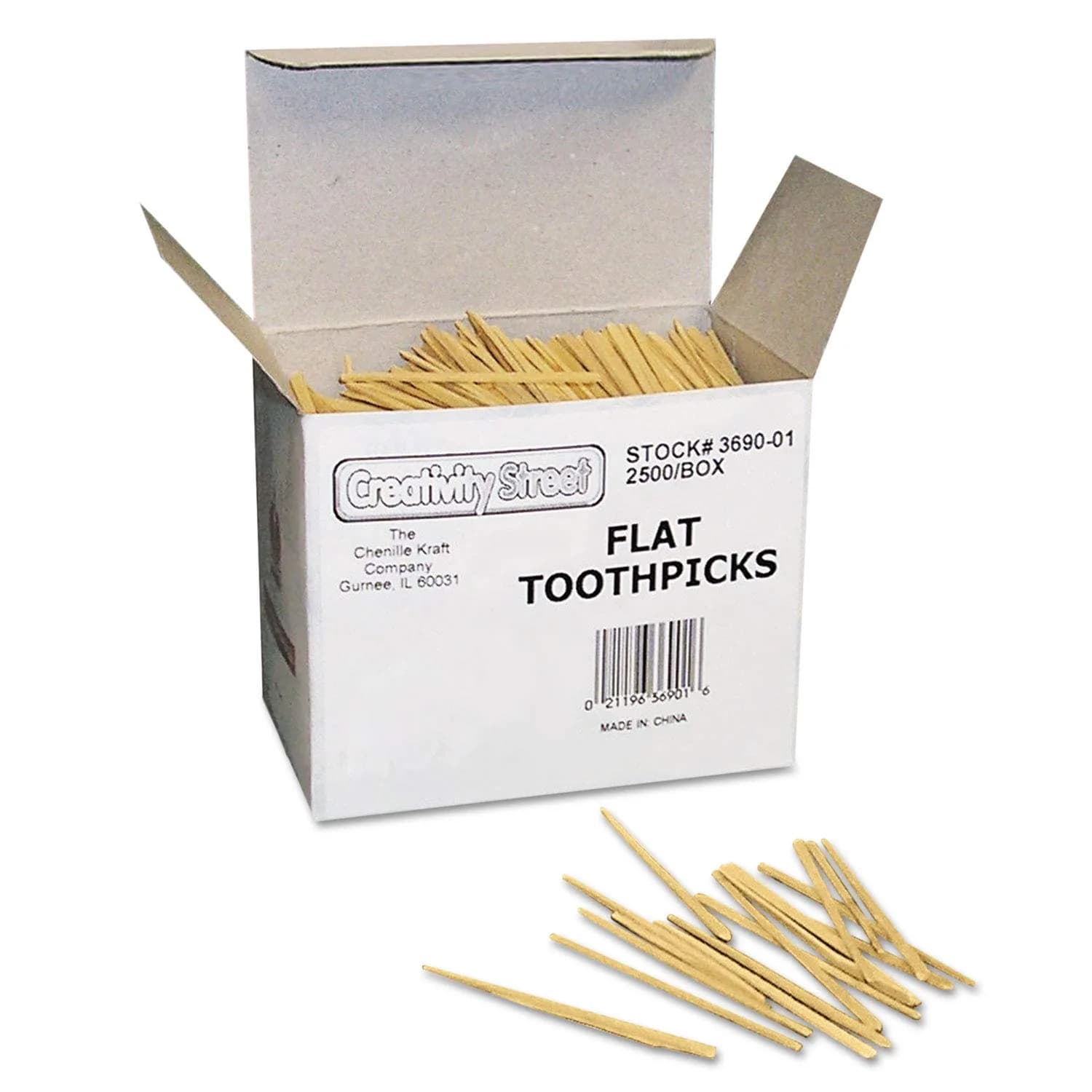Chenille Kraft Flat Wood Toothpicks 2500 Count (Set of 3) | Natural Wood for Crafts & Household - main product image