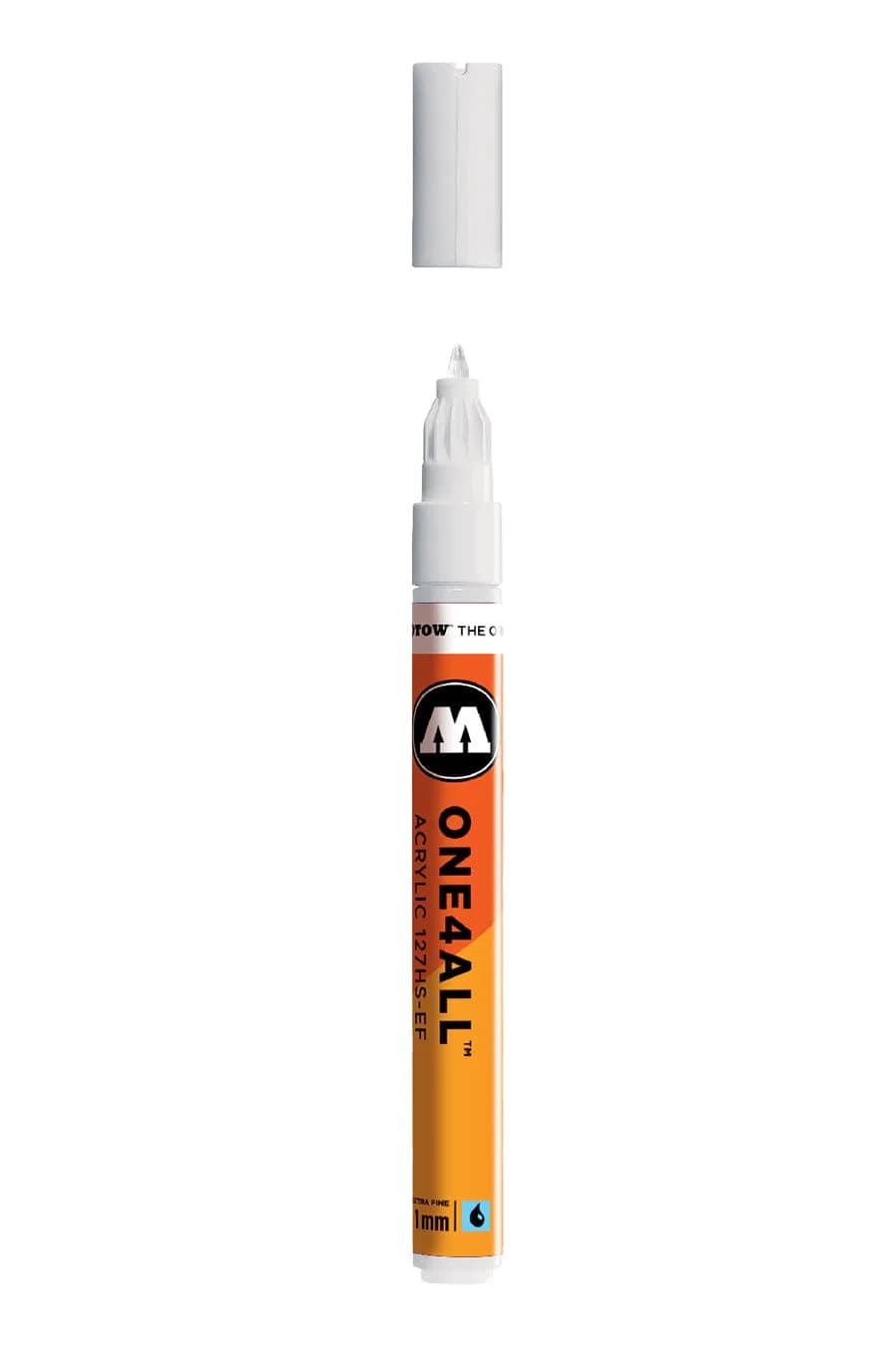 Molotow ONE4ALL Acrylic Paint Marker, 1mm Extra Fine, Signal White (127.102) | High-Opacity, Refillable, UV & Weather-Resistant