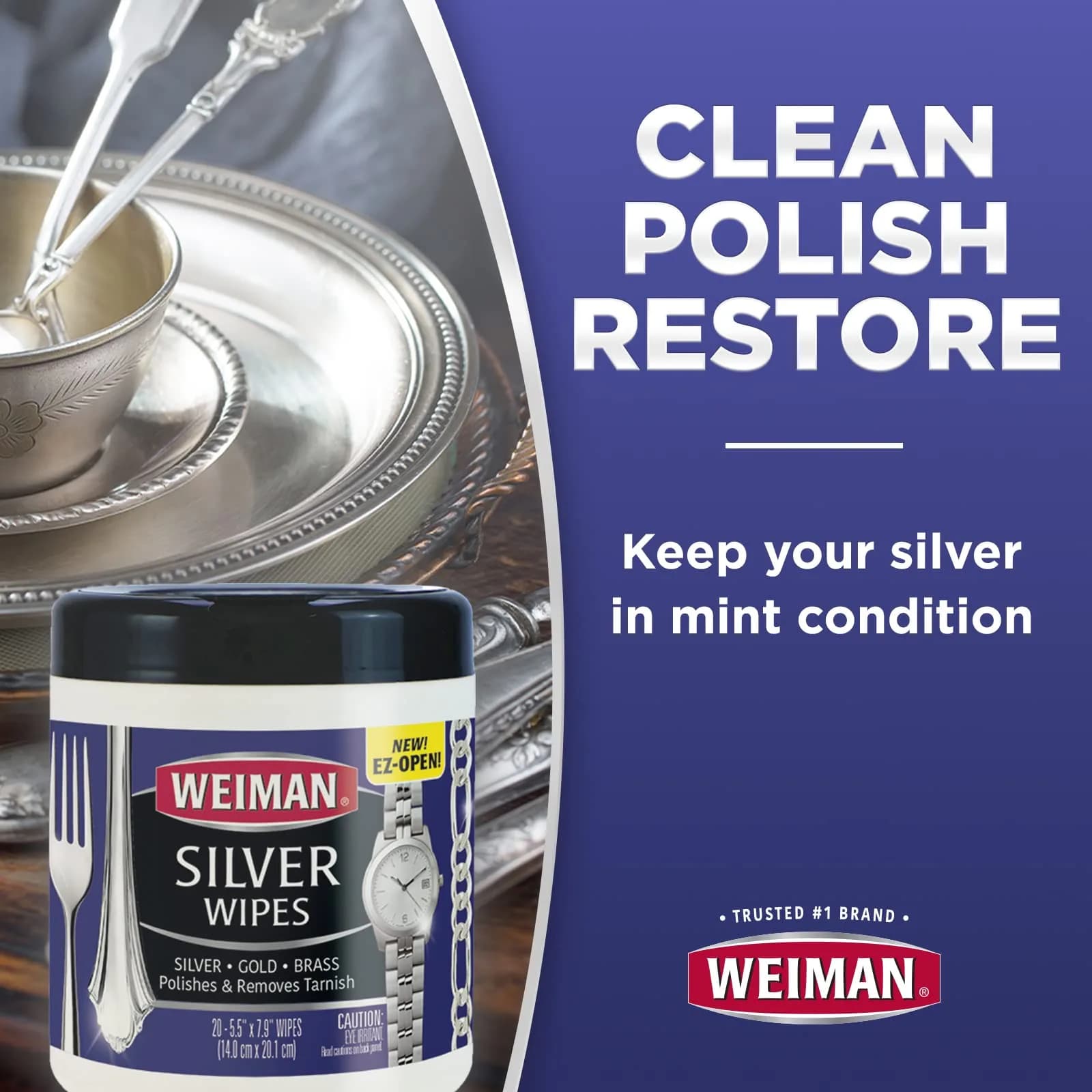Weiman Silver Wipes 120 Count | Cleans, Polishes & Protects Silver Jewelry, Gold, Brass & Copper - view 3