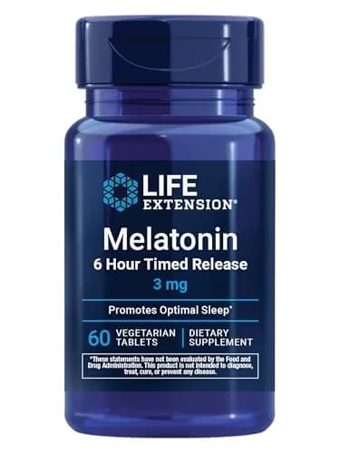 Life Extension Melatonin 6 Hour Timed Release Tablets 3 mg (60 Count) | Supports Sleep & Circadian Rhythms thumbnail 1