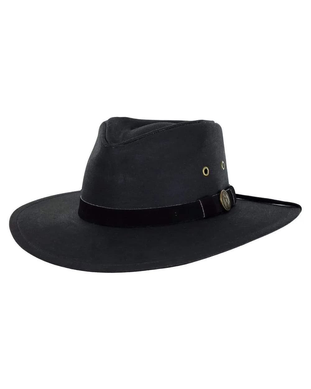 Outback Trading Company Unisex Kodiak Cotton Oilskin Hat Black | UPF 50 Waterproof Western — Black / Medium