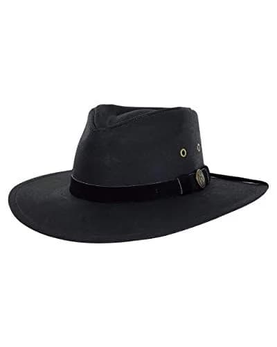 Outback Trading Company Unisex Kodiak Cotton Oilskin Hat Black | UPF 50 Waterproof Western thumbnail 1