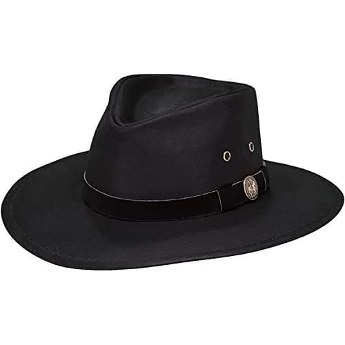 Outback Trading Company Unisex Kodiak Cotton Oilskin Hat Black | UPF 50 Waterproof Western thumbnail 2