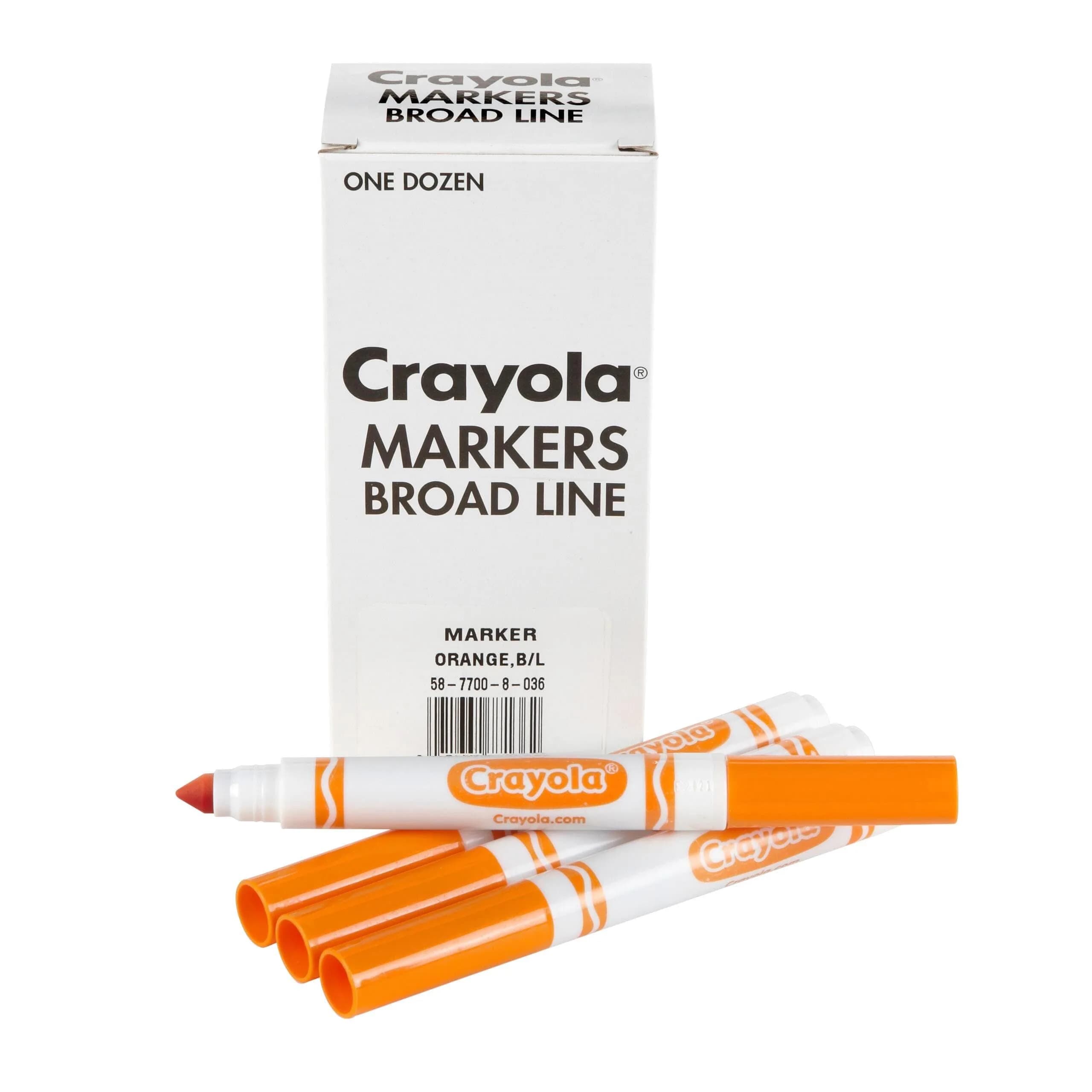 Crayola Broad Line Markers - Orange (12 Count, 0.5-1.9mm Line Size) | Non-Toxic Water-Based Ink