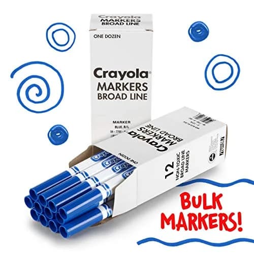 Crayola Broad Line Markers - Blue (12 Count, 2.56cm W x 14.60cm H x 4.70cm L) | Non-Toxic Art Supplies for Kids & Teachers thumbnail 3