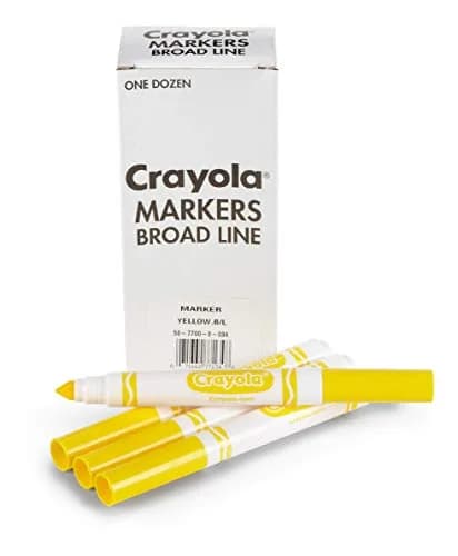 Crayola Broad Line Markers - Yellow (12ct) | Non-Toxic Water-Based Ink for Paper thumbnail 1