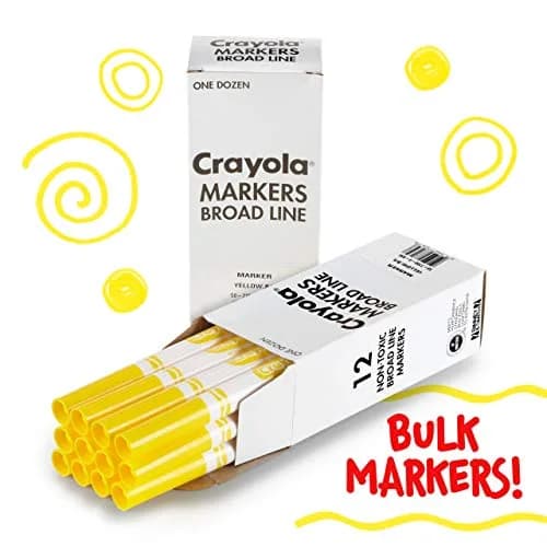 Crayola Broad Line Markers - Yellow (12ct) | Non-Toxic Water-Based Ink for Paper thumbnail 3
