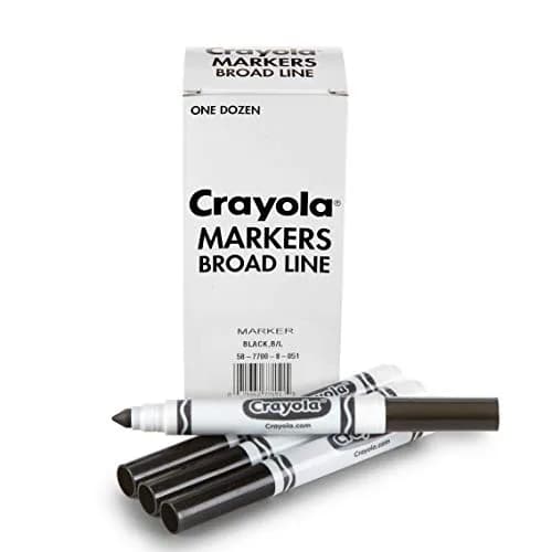 Crayola Broad Line Markers - Black (12 Count, 2mm+ Tip) | Non-Toxic, Water-Based Ink for Paper thumbnail 1