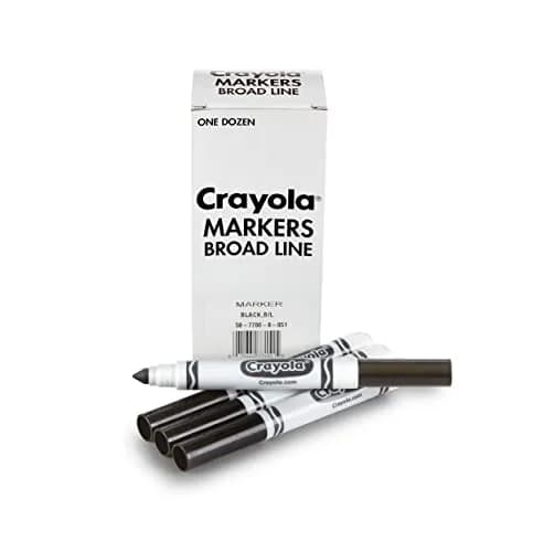 Crayola Broad Line Markers - Black (12 Count, 2mm+ Tip) | Non-Toxic, Water-Based Ink for Paper thumbnail 2