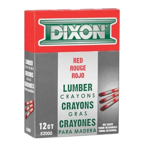 Dixon Industrial Lumber Marking Crayons Soft-Red 12-Pack | Fade-Proof, Water-Proof, Smear-Proof thumbnail 1