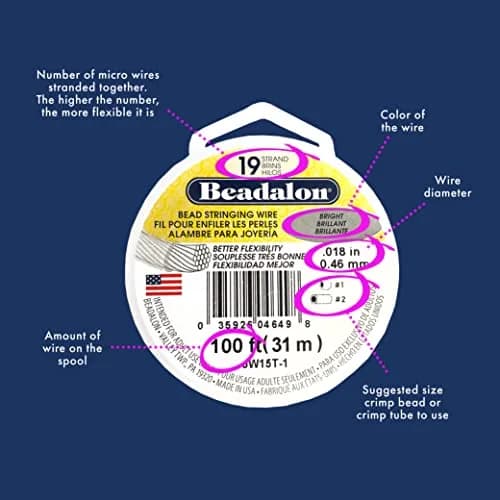 Beadalon 19 Strand Beading Wire .30 mm (0.012 in) Bright | Professional Grade for Jewelry Making thumbnail 3
