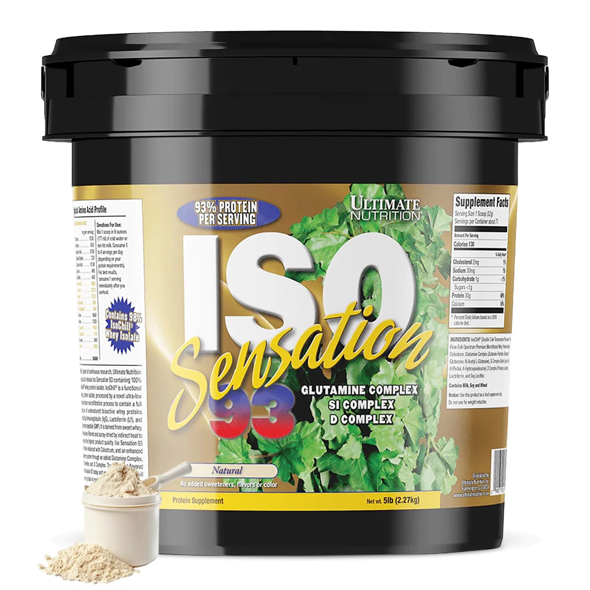 Ultimate Nutrition ISO Sensation 93 Whey Isolate, Natural, 2.27kg (5lb) | Supports Lean Muscle & Recovery — Natural