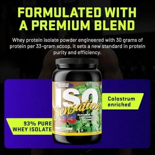 Ultimate Nutrition ISO Sensation 93 Whey Isolate, Natural, 2.27kg (5lb) | Supports Lean Muscle & Recovery thumbnail 3