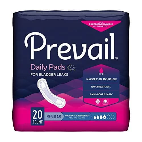 Prevail Moderate Absorbency Daily Pads for Bladder Leaks 20 Count | 26.9 cm (10.6 in) | Breathable Technology for Skin Comfort thumbnail 1
