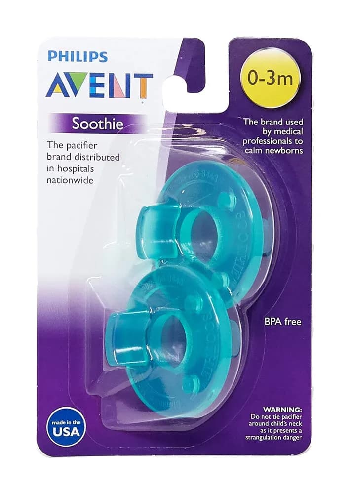 Philips Avent Soothie Pacifier 0-3 Months, 2 Count | Hospital-Grade Silicone, BPA-Free - main product image