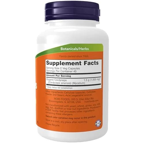 NOW Foods Cordyceps 750 mg Herbal Supplement 90 Veg Capsules | Supports Immune Function & Energy thumbnail 2