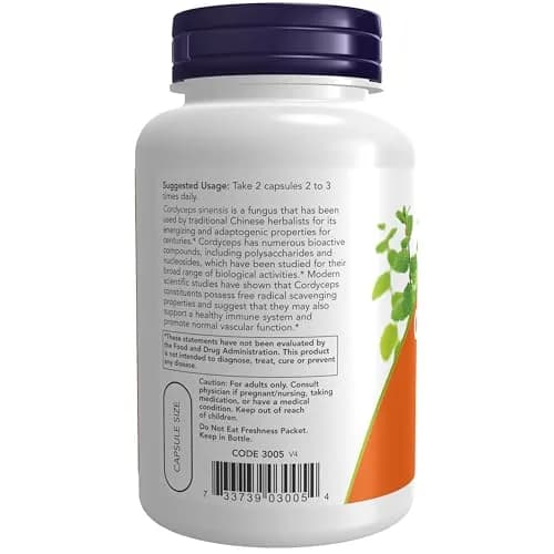NOW Foods Cordyceps 750 mg Herbal Supplement 90 Veg Capsules | Supports Immune Function & Energy thumbnail 3