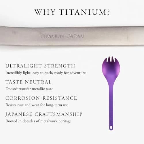 Snow Peak Titanium Spork for Outdoor Use, Portable and Durable, Purple | Ultralight Camping Flatware thumbnail 5