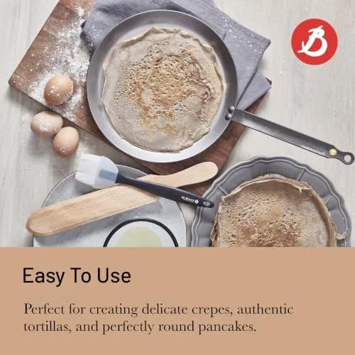 de Buyer MINERAL B Carbon Steel Crepe & Tortilla Pan - 24 cm (9.5 inch) Diameter | Induction Compatible, Oven Safe thumbnail 6