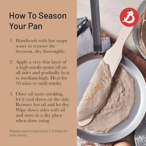 de Buyer MINERAL B Carbon Steel Crepe & Tortilla Pan 27 cm (10.25") | Naturally Non-Stick Finish thumbnail 4