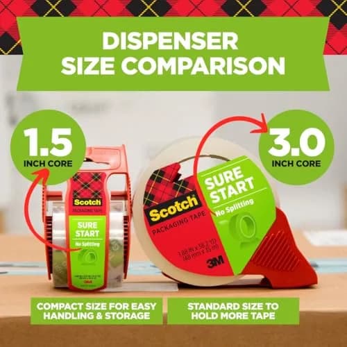 Scotch Sure Start Packing Tape Clear 1.88 in. x 22.2 yd. 6 Rolls | Easy Start & Quiet Unwind thumbnail 4