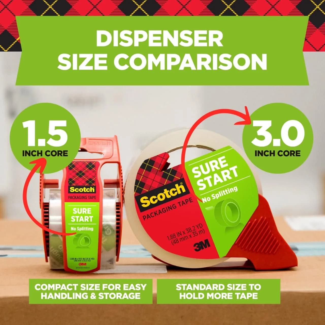 Scotch Sure Start Packing Tape with Dispensers, Clear, 6 Rolls | Quiet Unwind & Easy Start - view 4