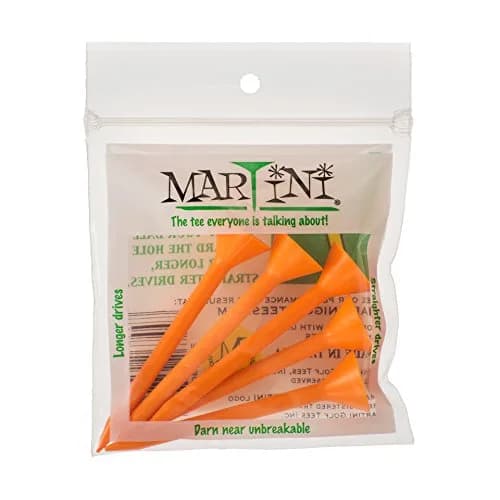 Martini Golf Tees 3.25" (8.25 cm) Orange 5-Pack | Virtually Unbreakable Drives thumbnail 1