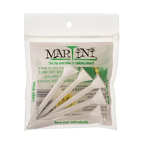 Martini Golf 3-1/4" (8.25cm) Durable Polymer Resin Tees 5-Pack (White) | Virtually Unbreakable Golf Tees thumbnail 1