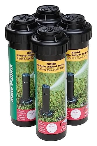 Rain Bird 32SA Gear Drive Rotor Sprinkler 10.2 cm (4") Pop-Up Height | 4-Pack for Lawn Watering — 19' - 32'