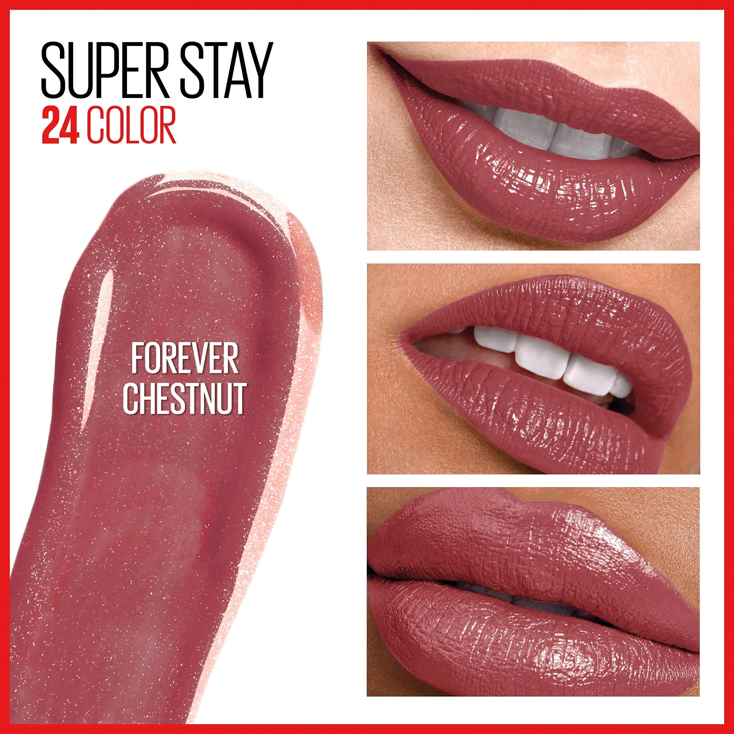 Maybelline Super Stay 24 Liquid Lipstick Makeup, Forever Chestnut, 0.077 Fl Oz (2.28 ml) | 24-Hour Transfer-Proof Wear - view 3