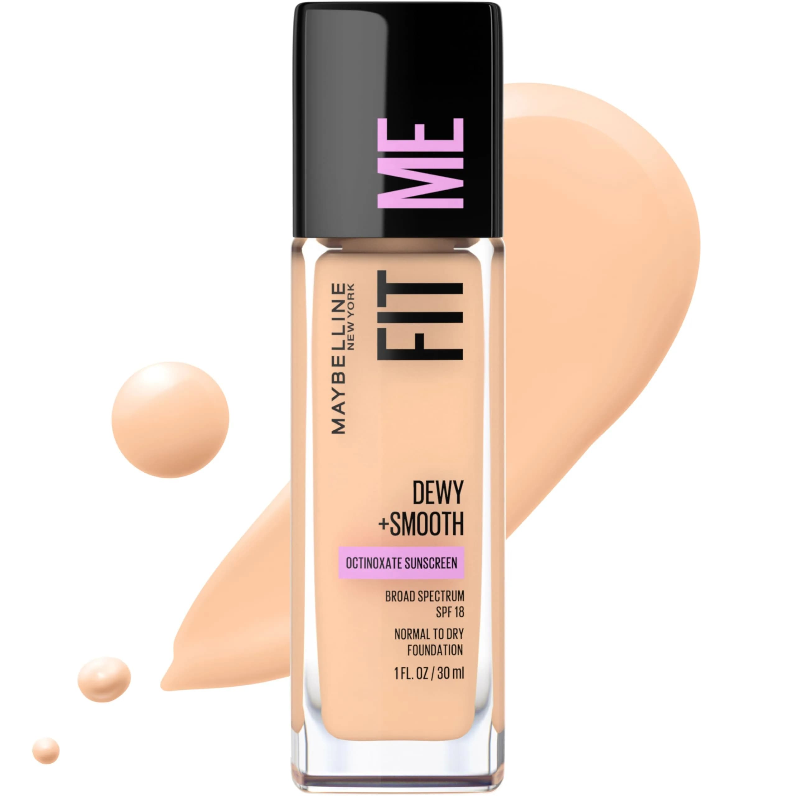Maybelline Fit Me Dewy + Smooth Foundation, Natural Beige, 29.57ml (1 Fl Oz) | Hydrating Luminous Finish — 120 CLASSIC IVORY / 1 Fl Oz