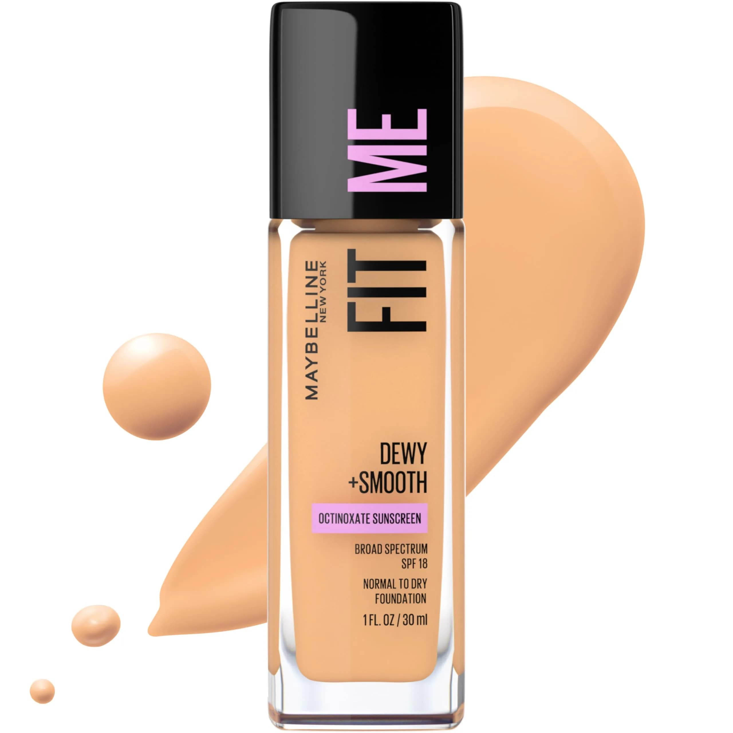 Maybelline Fit Me Dewy + Smooth Foundation Natural Buff 29.57ml (1 Fl Oz) | Hydrates and Smoothes for a Luminous Finish - main product image