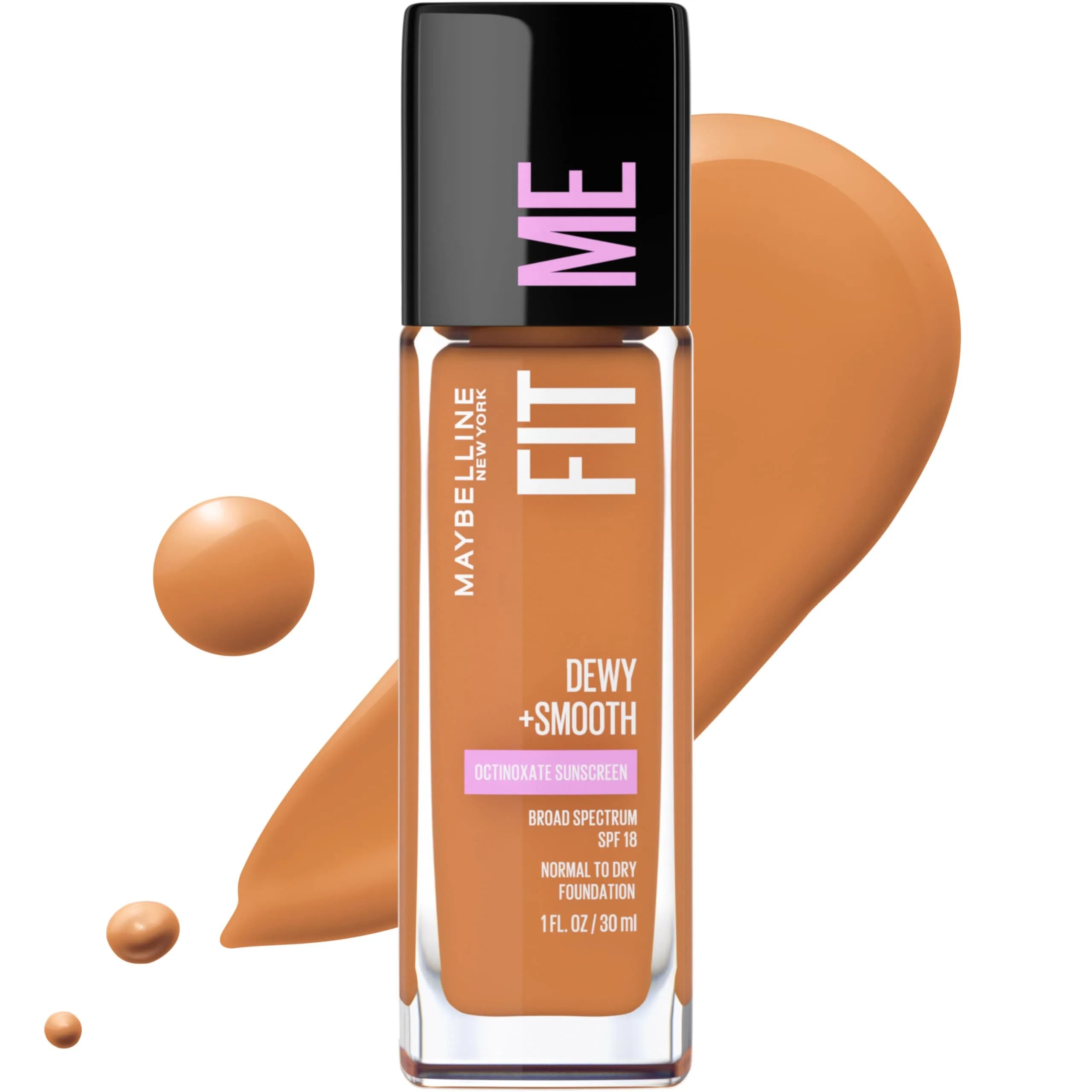 Maybelline Fit Me Dewy + Smooth Foundation in Coconut 355, 29.57ml | Hydrating Luminous Finish - main product image