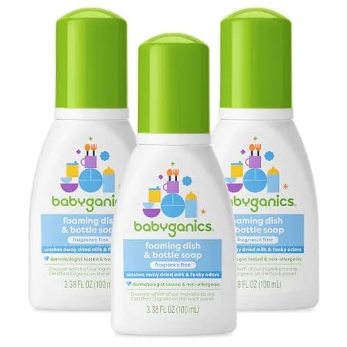 BabyGanics Foaming Dish & Bottle Soap Travel Size, Fragrance Free 300ml (10.14 Fl Oz) | Washes Away Dried Milk & Odors thumbnail 1