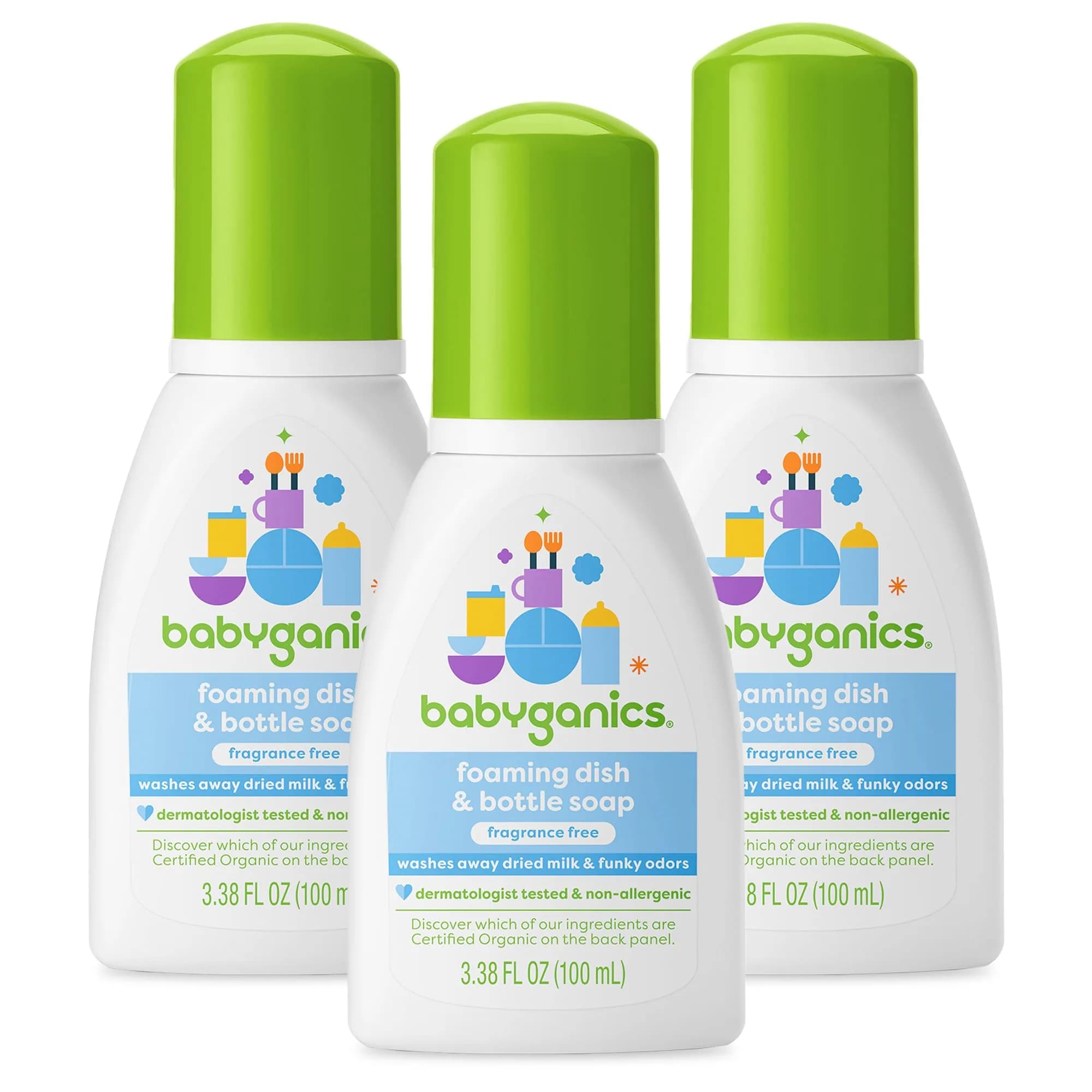 BabyGanics Foaming Dish & Bottle Soap Travel Size, Fragrance Free 300ml (10.14 Fl Oz) | Washes Away Dried Milk & Odors - main product image