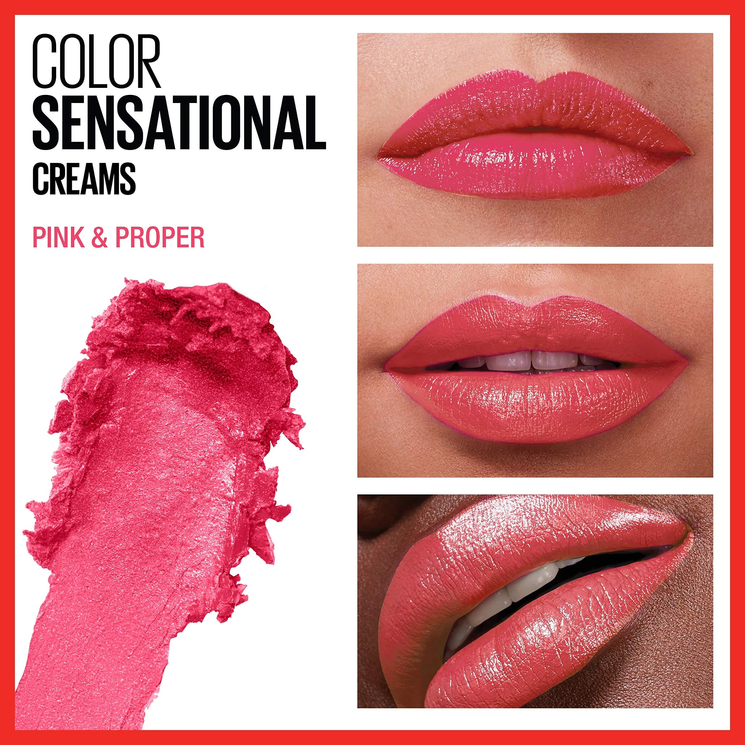 Maybelline Color Sensational Lipstick in Pink & Proper - Creamy Hydrating Coral Pink thumbnail 3
