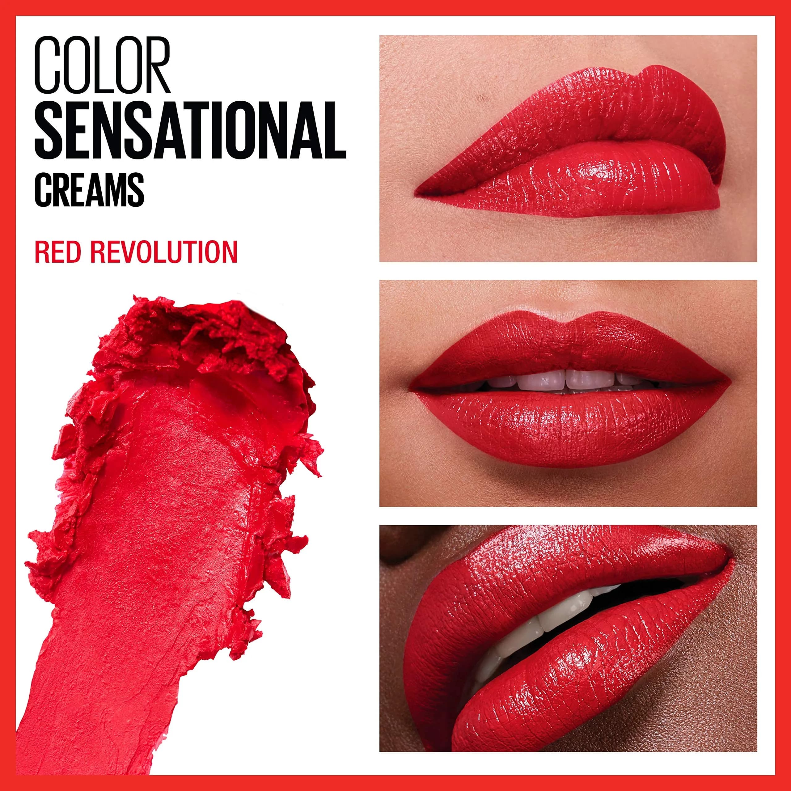 Maybelline Color Sensational Lipstick - Red Revolution, Creamy Hydrating Lip Color, 4g (0.15 Oz) thumbnail 3