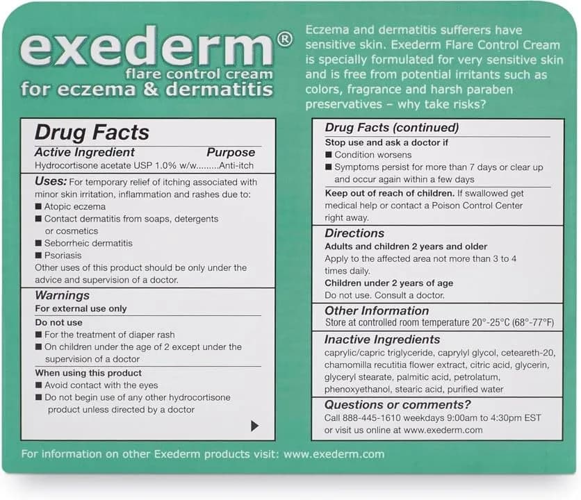 Exederm Flare Control Hydrocortisone Cream for Eczema & Dermatitis 2oz | Fast-Relief for Sensitive Skin thumbnail 9