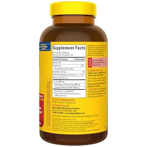 Nature Made Fish Oil Omega 3 Supplements 1000mg Softgels 250 Count | Heart Health Support with USP Verification thumbnail 7