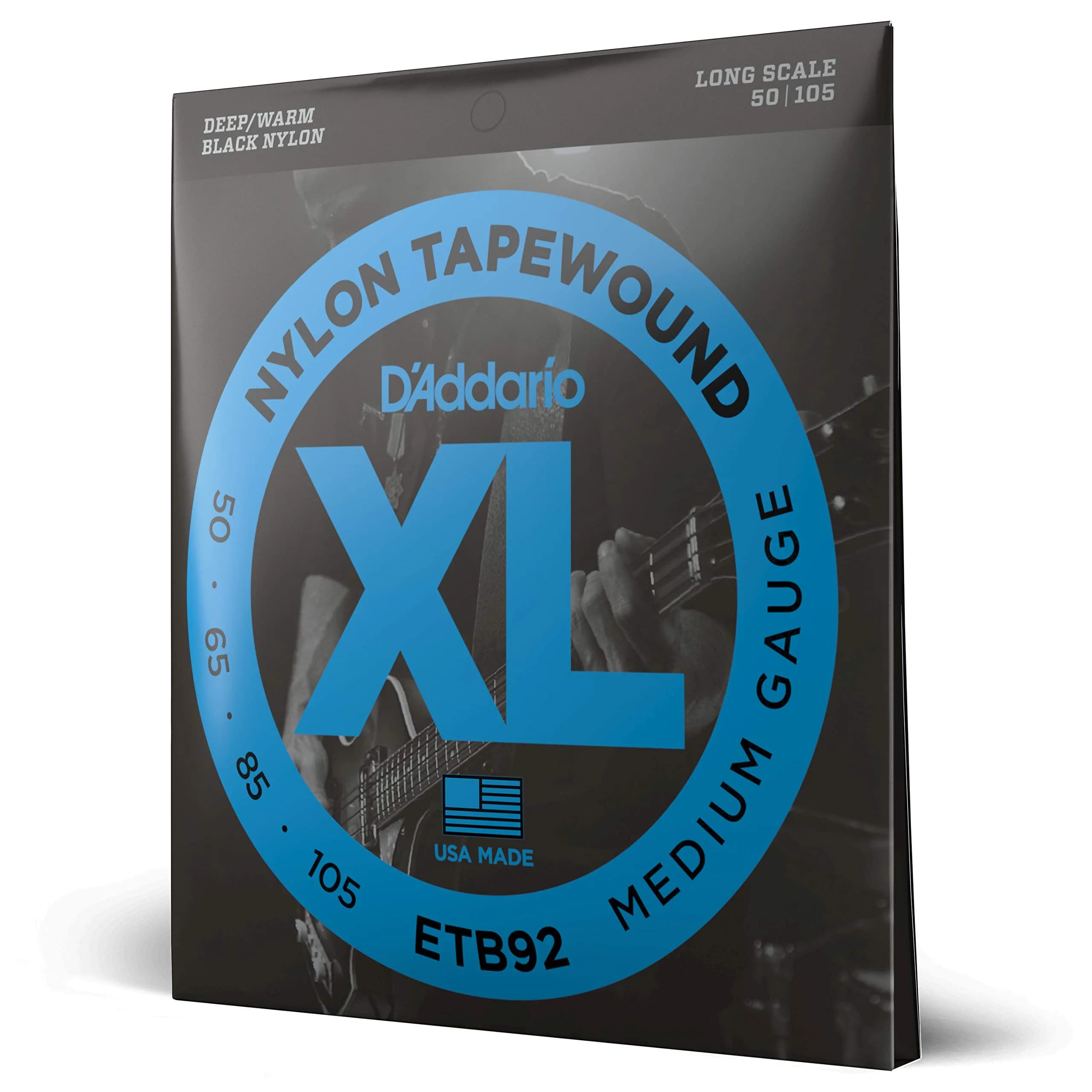D'Addario ETB92 Tapewound Bass Strings 50-105 Gauge, Long Scale | Warm Deep Tone & Smooth Feel - main product image