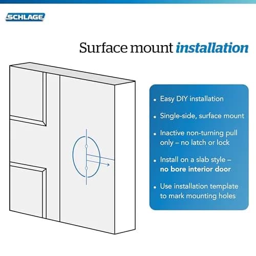 SCHLAGE Latitude Non-Turning Dummy Door Handle, Satin Chrome | Decorative Pull for Doors thumbnail 7