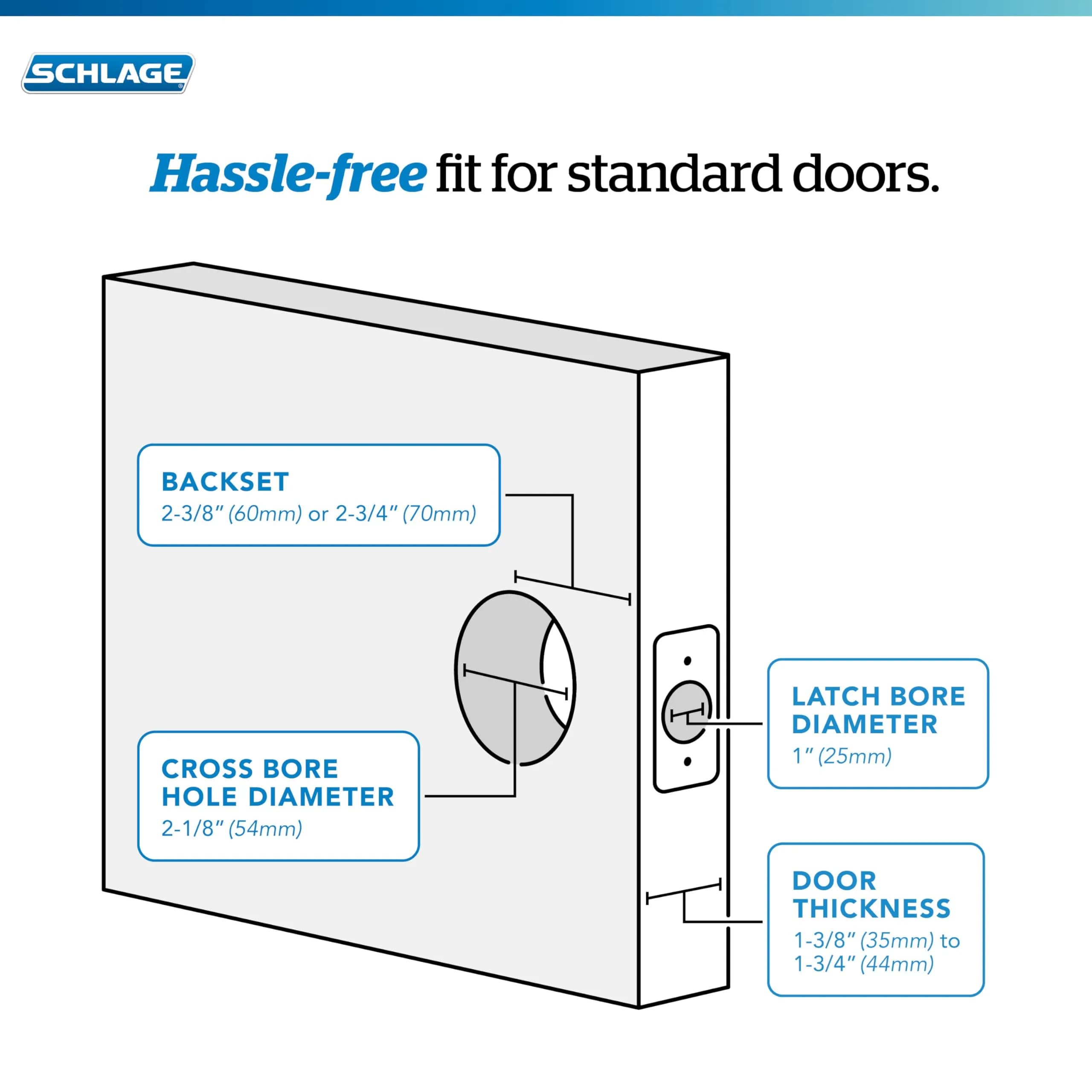 SCHLAGE Latitude Hall/Closet Passage Door Handle, Reversible, Bright Chrome (1-Pack) - view 7