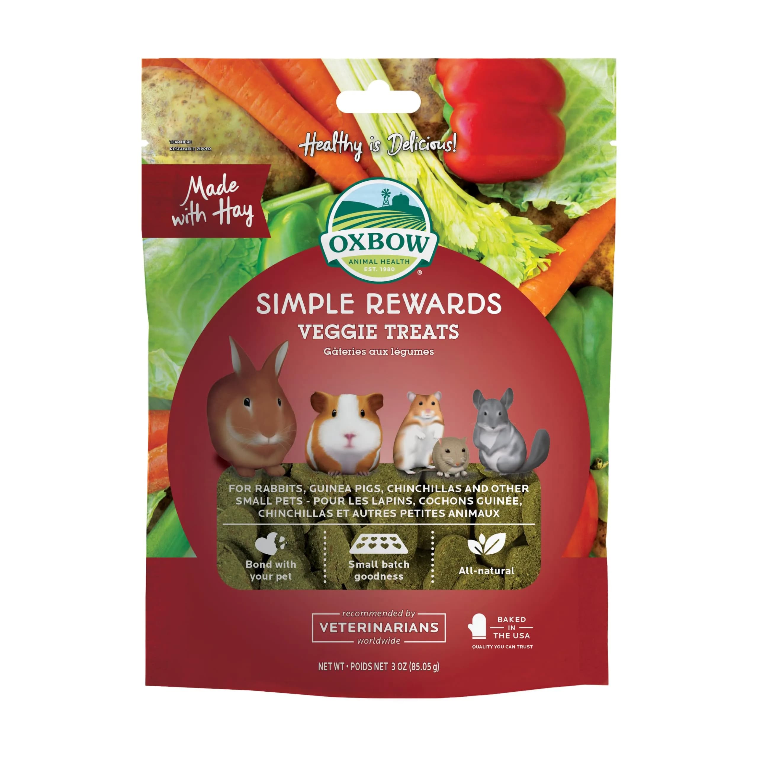 Oxbow Simple Rewards Veggie Treats for Small Animals 3 oz (85 g) | Wholesome Oven-Baked Goodness