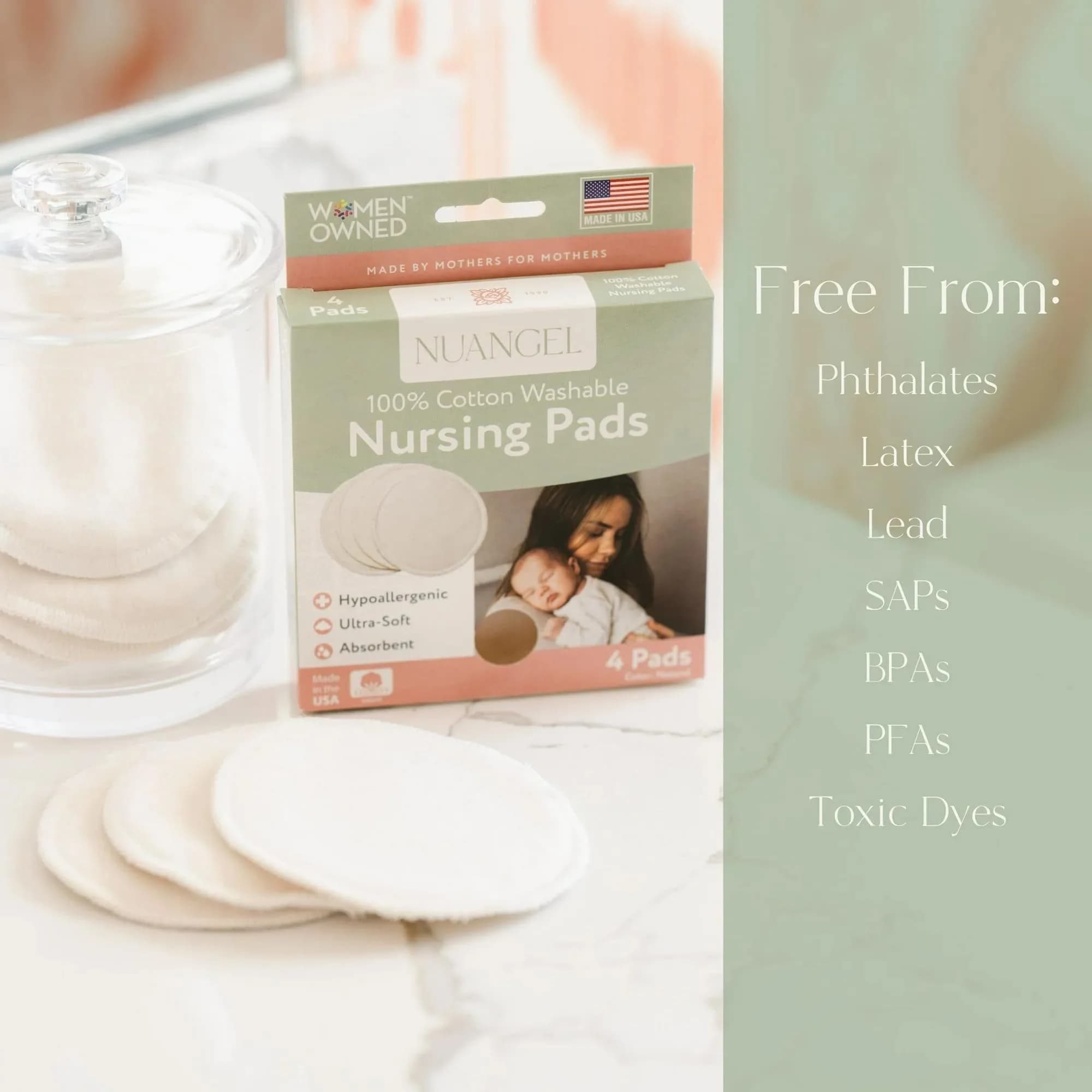 NuAngel Washable Nursing Pads 8 Count (Pack of 1) | Soft Cotton Breast Pads for Comfortable Breastfeeding - view 5