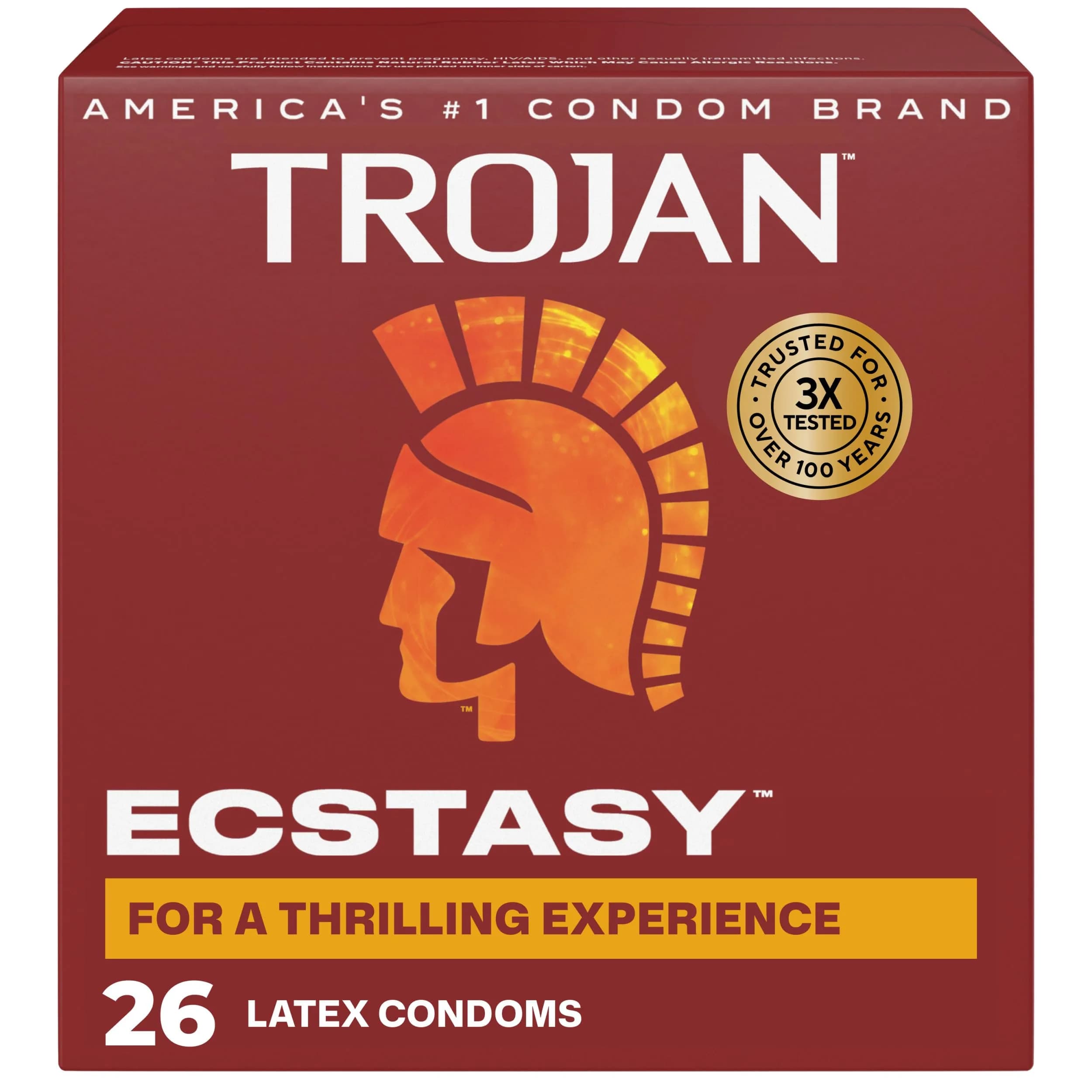 Trojan Ultra Ribbed Ecstasy Lubricated Condoms 26 Count | Dual Lubricant for Enhanced Sensation - main product image
