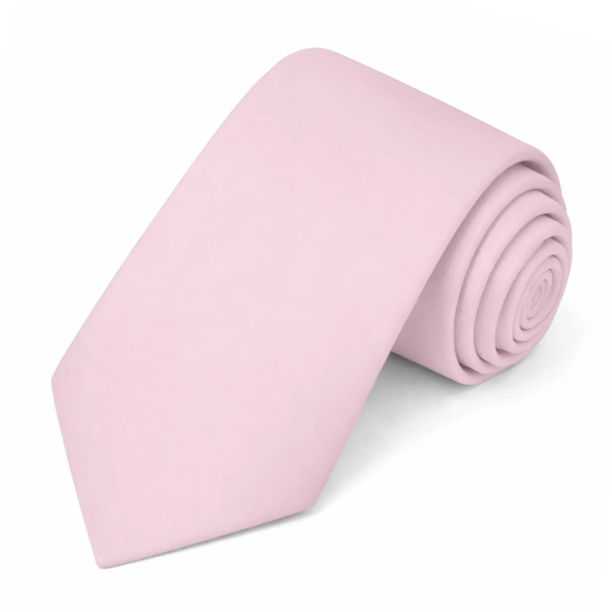 Jacob Alexander Solid Color Mens Tie - Bridal Pink Satin Microfiber, Regular Size | Formal & Wedding Accessory