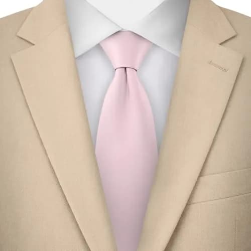 Jacob Alexander Solid Color Mens Tie - Bridal Pink Satin Microfiber, Regular Size | Formal & Wedding Accessory thumbnail 2