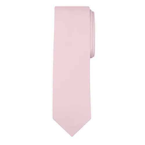 Jacob Alexander Solid Color Mens Tie - Bridal Pink Satin Microfiber, Regular Size | Formal & Wedding Accessory thumbnail 3