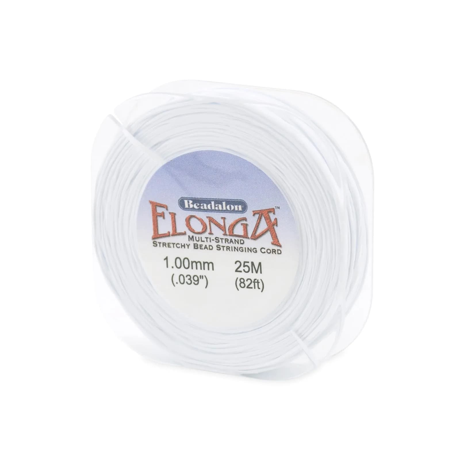 Beadalon Elonga Elastic String White 1 mm (25 m / 82 ft) | Strong Stretch Cord for Bracelets - main product image