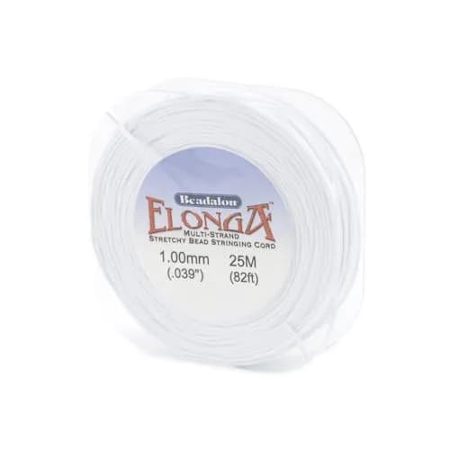 Beadalon Elonga Elastic String White 1 mm (25 m / 82 ft) | Strong Stretch Cord for Bracelets thumbnail 1